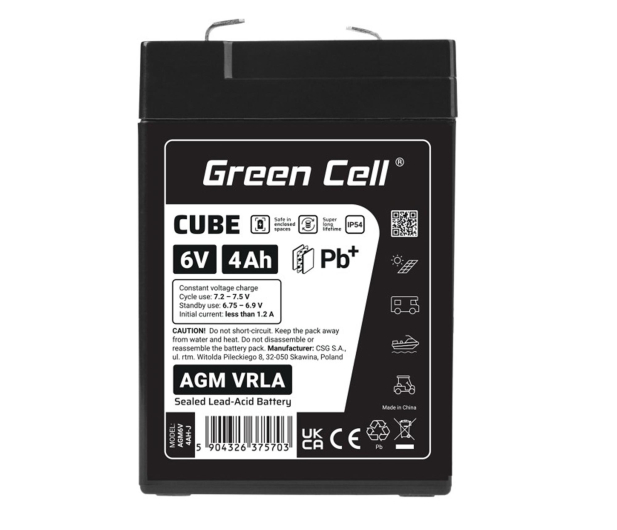 Green Cell Cube AGM VRLA IP54 6V 4Ah - 1364803 - zdjęcie 4